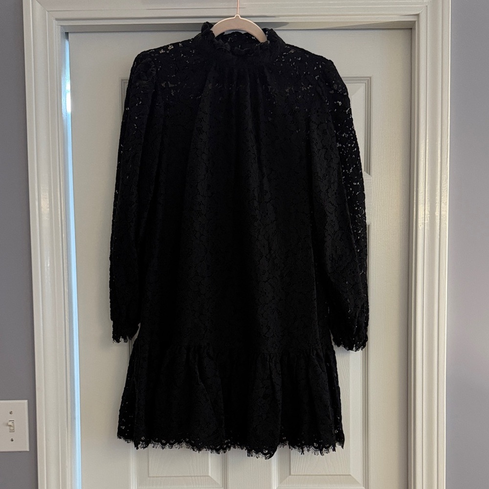 J. Crew Black Long Sleeve Lace Dress